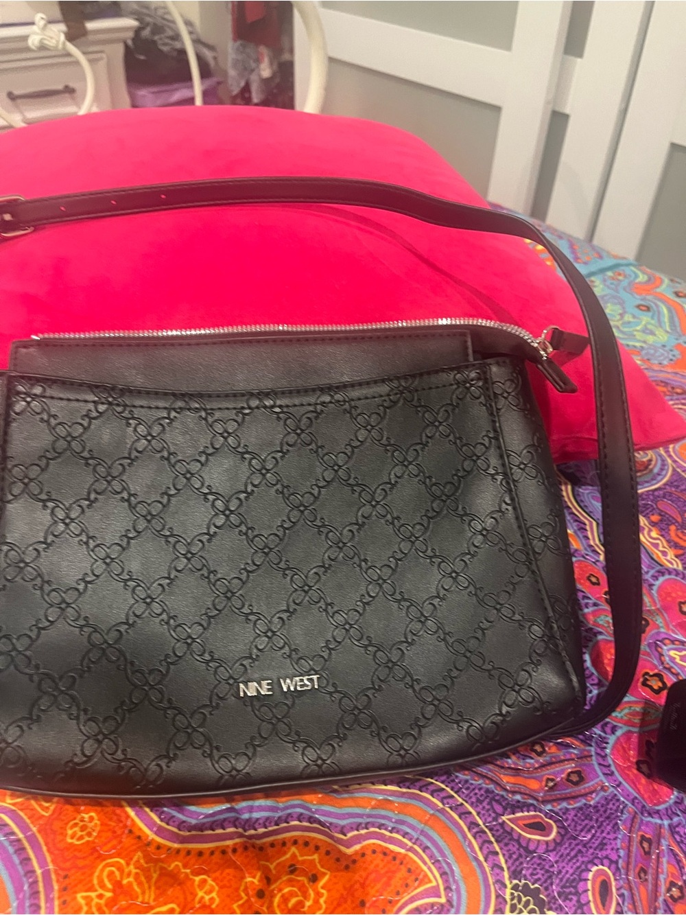 Nine West Black Embossed Crossbody Bag
